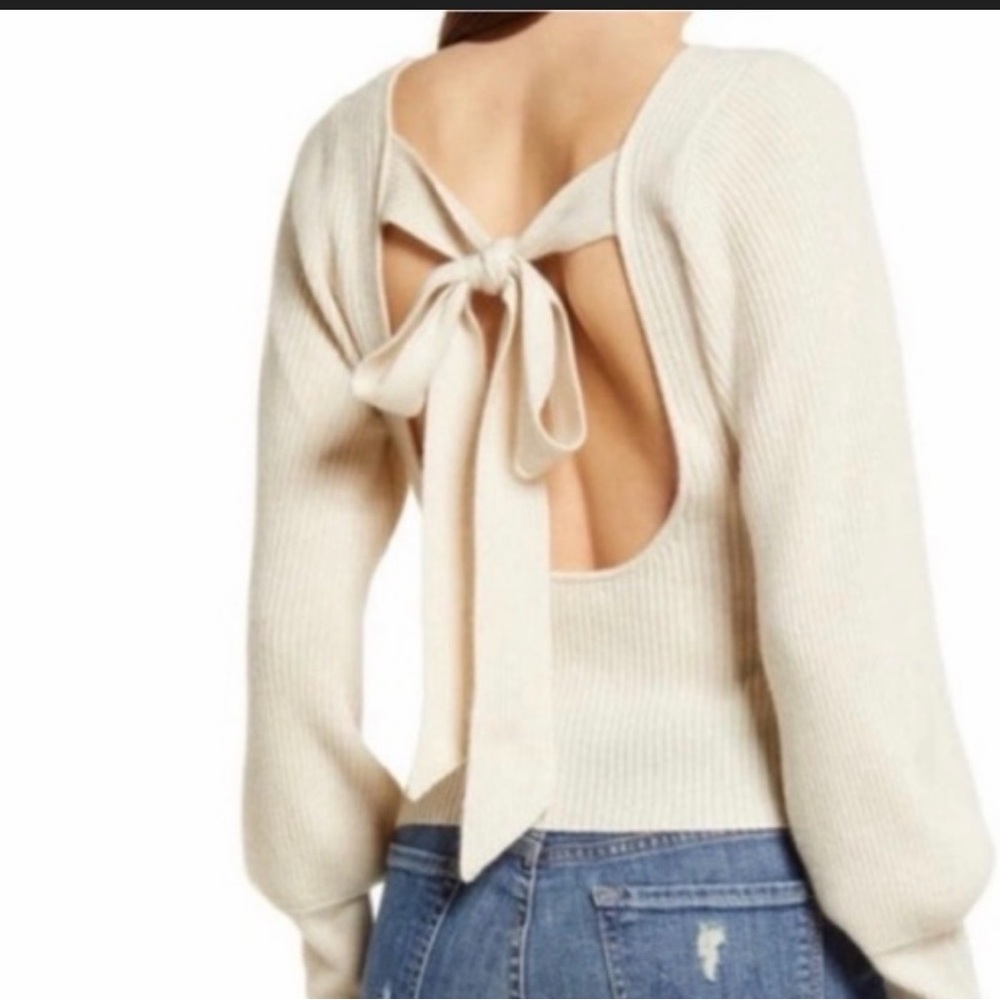 Reformation Alber Ribbed Knit Sweater in Cream